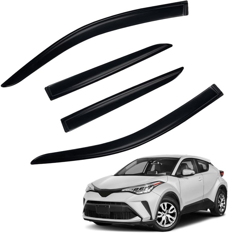PLDDE Rain Guards Compatible with 2018-2022 Toyota C-HR CHR, Set of 4 Tape-On Side Window Visor Wind Deflector Vent Visors Car Accessories - Image 1